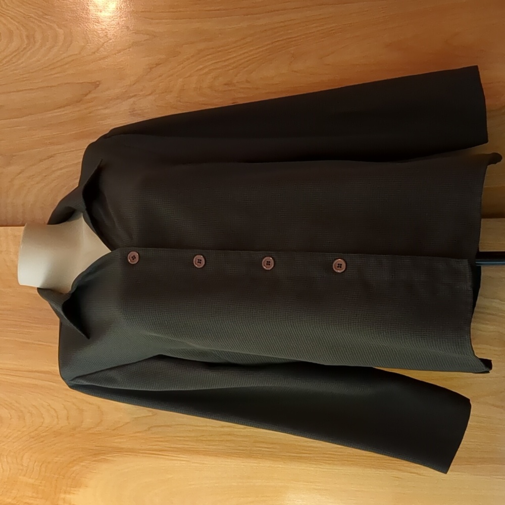 Requirements Button Down Miss Green Textured Blouse